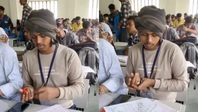 Student eating tobacco