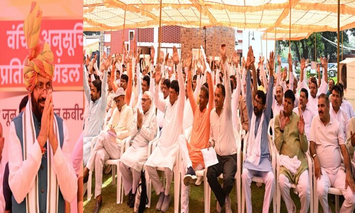 संत कबीर कुटीर पर प्रदेशभर से आए डीएससी समाज के प्रतिनिधिमंडल को संबोधित करते हुए सीएम सैनी।