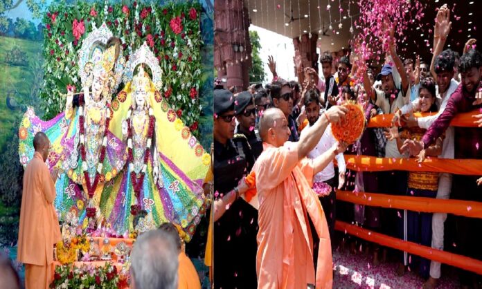 मुख्यमंत्री योगी आदित्यनाथ ने श्रीकृष्ण जन्माष्टमी के पावन अवसर पर मथुरा के श्रीकृष्ण जन्मस्थान पहुंचकर दर्शन किए