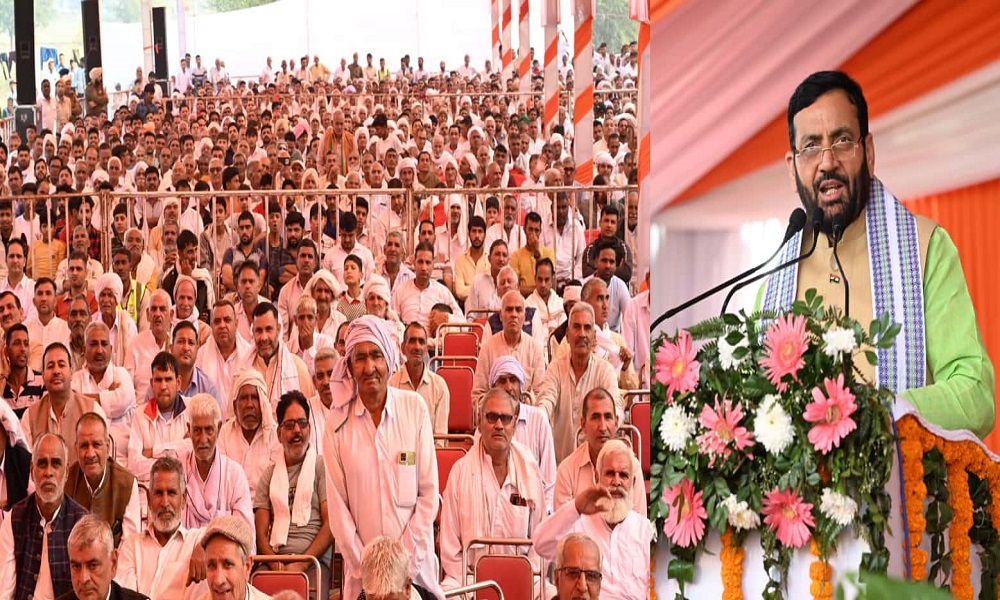 दादा बाढ़देव पूनिया के जन्मोत्सव व मुख्यमंत्री सम्मान समारोह पर आयोजित कार्यक्रम में संबोधित करते हुए मुख्यमंत्री नायब सिंह सैनी।