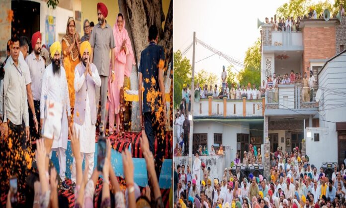मुख्यमंत्री भगवंत सिंह मान ने होशियारपुर के हल्का टांडा के गांव भट्ठलां में 'लोक मिलनी' के दौरान निवासियों से बातचीत की