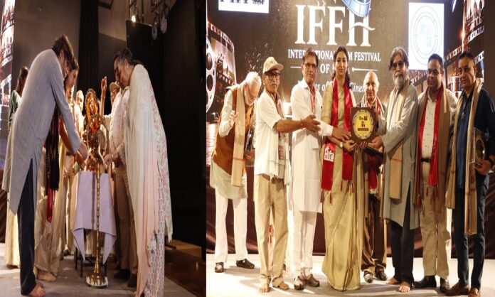 डीएलसीसुपवा में दीप प्रज्ज्वलन कर इंटरनेशनल फिल्म फेस्टिवल ऑफ हाइफा की शुरुआत करते बॉलीवुड अभिनेता यशपाल शर्मा, रजिस्ट्रार डॉ गुंजन मलिक मनोचा एवं अन्य।
